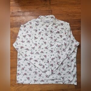 Croft and Barrow White Cardinal Red Bird Holiday Cotton Top 2X